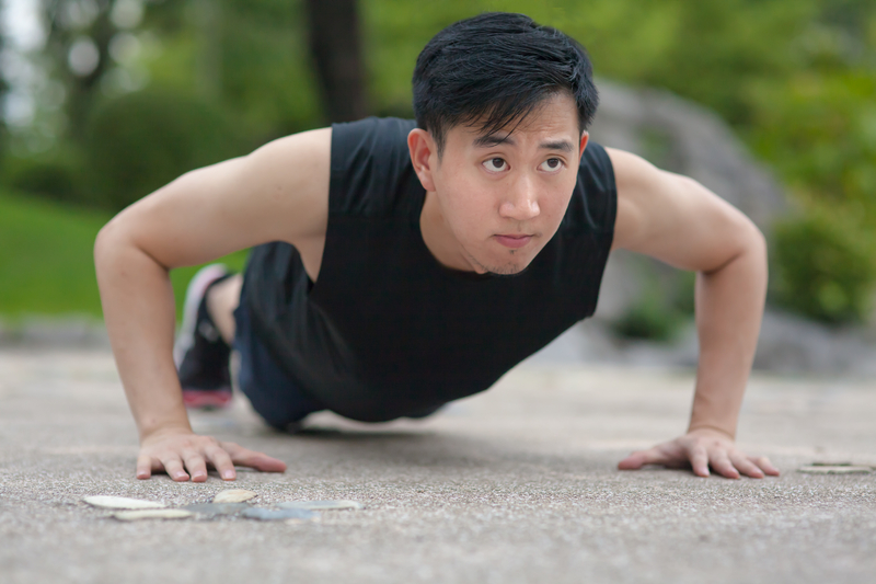 Man doing push-ups outdoors