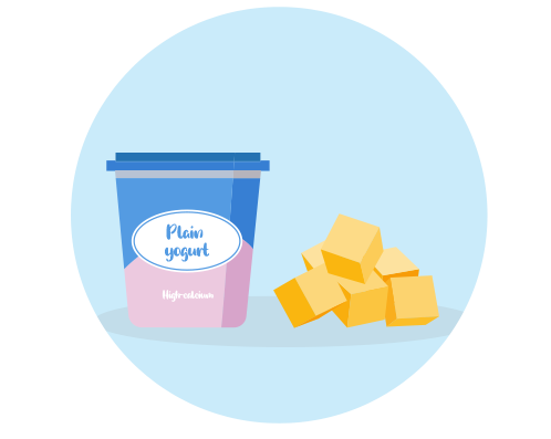 For variety, plain yoghurt or cheese can be offered in place of milk.