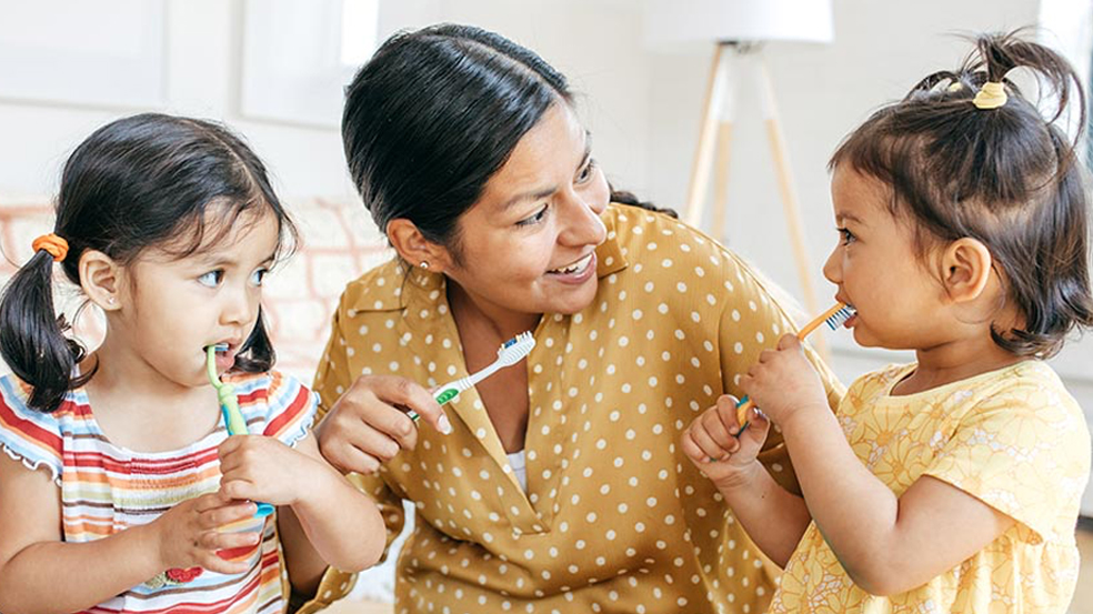 make brushing a regular habit as soon as possible, because even kids can get tooth decay.