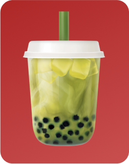 bubble tea with milk, 100% sugar and toppings