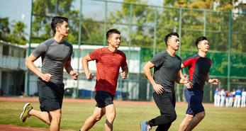 Men running together to stay active and healthy