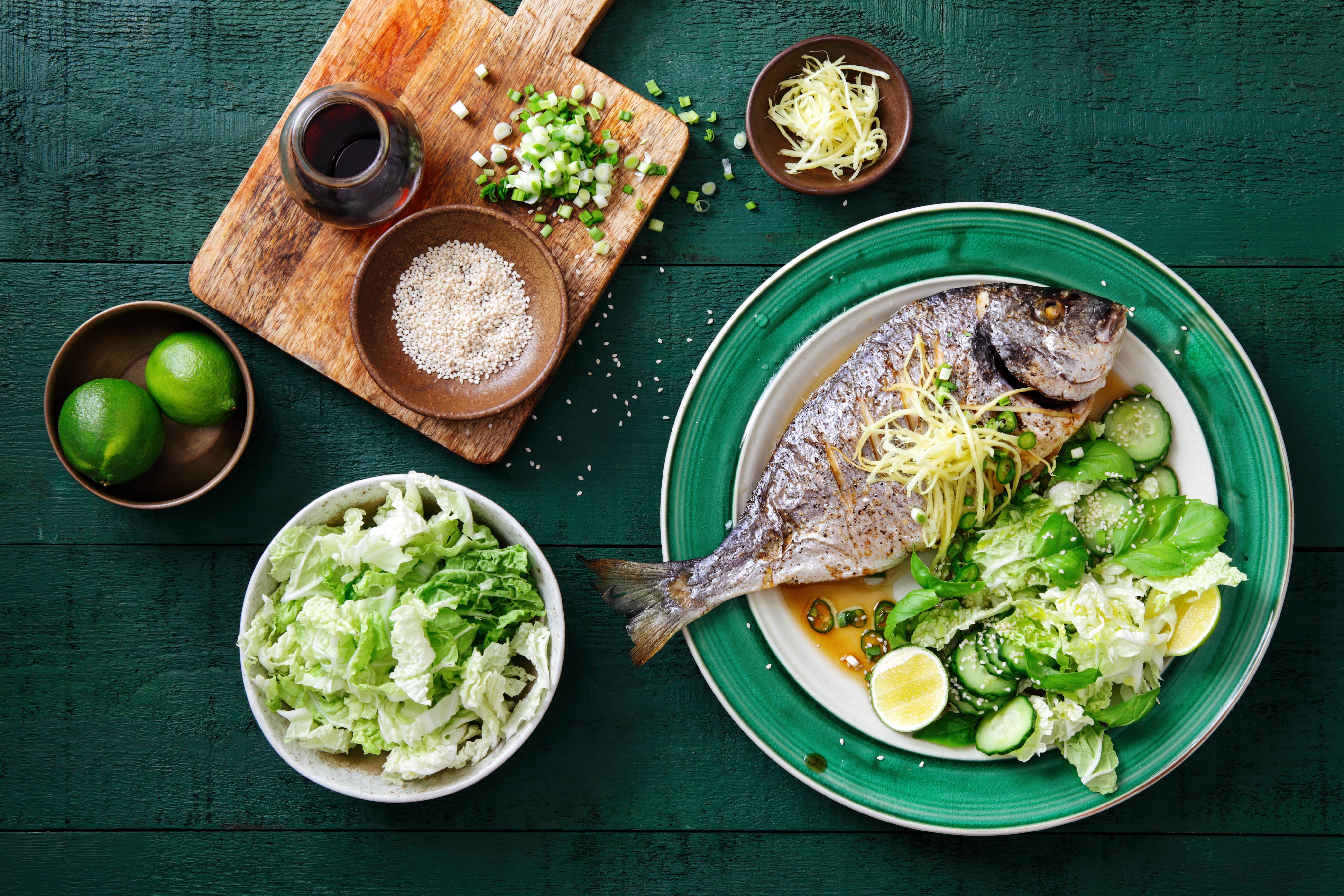 Steamed fish with fresh vegetables