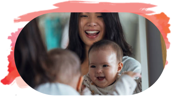 Playing in front of the mirror can be fun and fascinating for the child.