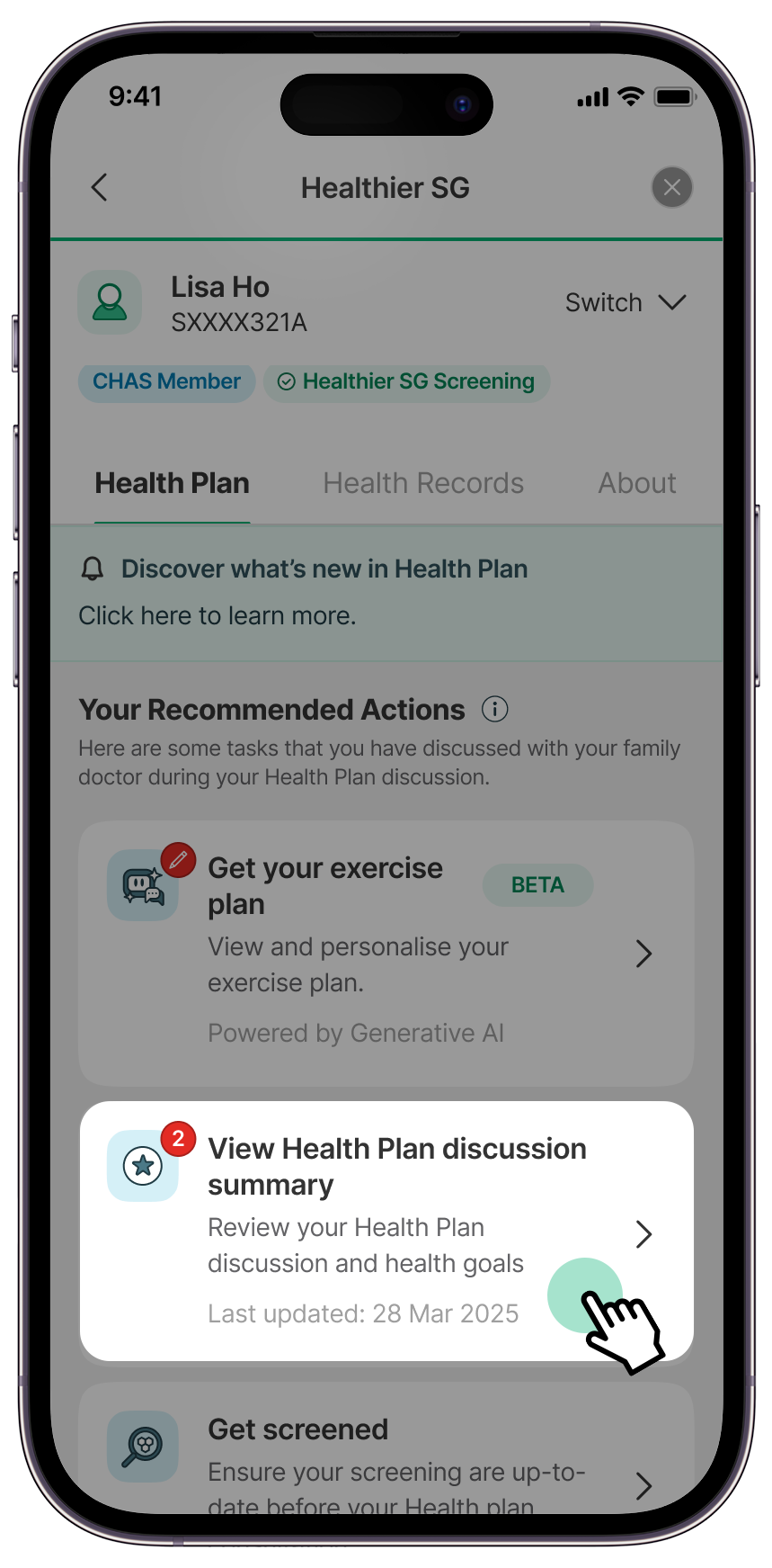 healthplan screen 1