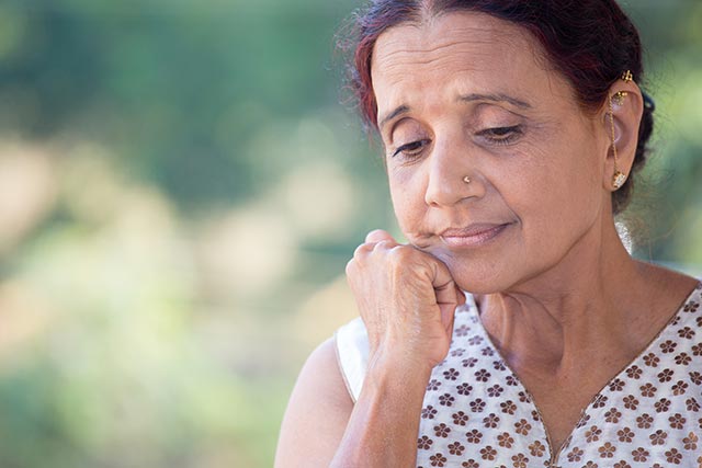 Elderly lady worrying about something