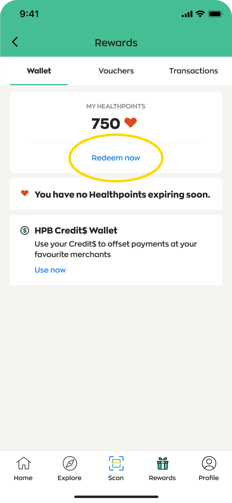 Redeem eVouchers with Healthpoints