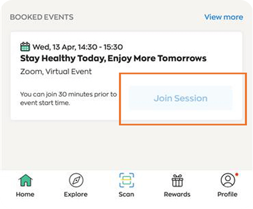 Joining through the Healthy 365 app