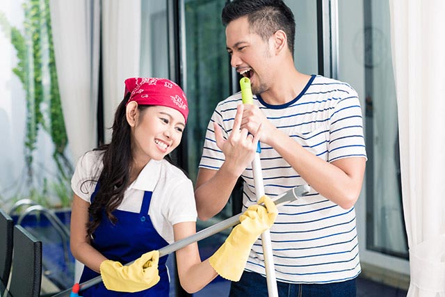 Cleaning the house in preparation for the New Year can be a good form of exercise.