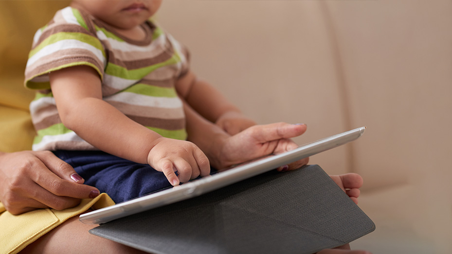Screen time for children should be at a minimum and should spent more time with you to help with the baby's development