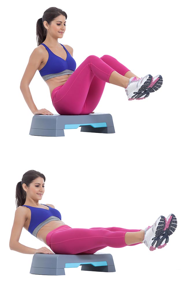 Seated knee tucks is one of the core exercises you can include in your core workout