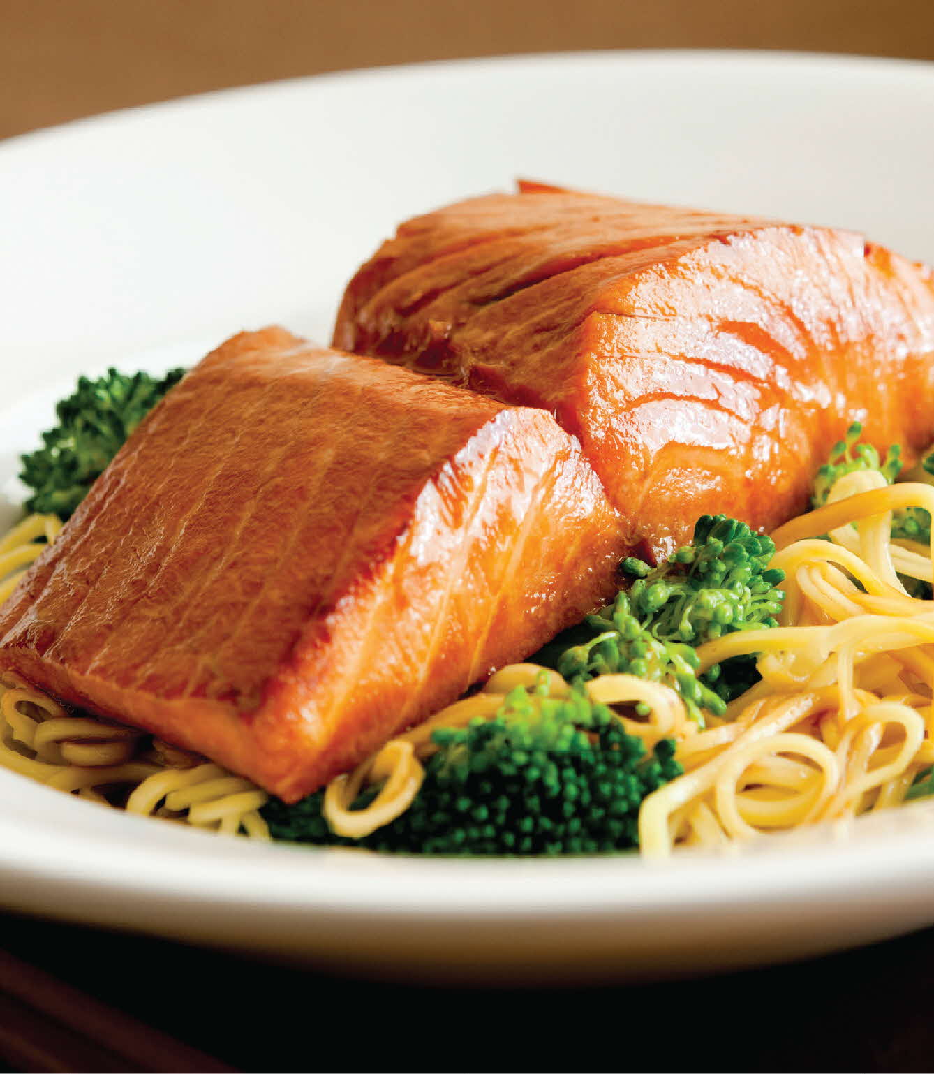 Bowl of Teriyaki Salmon Pasta.