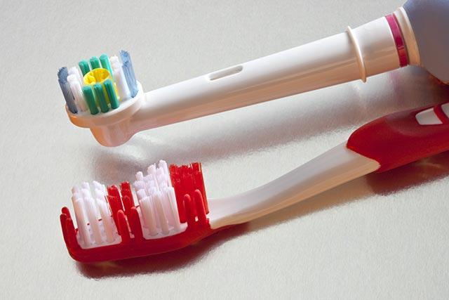 Two types of toothbrushes on display