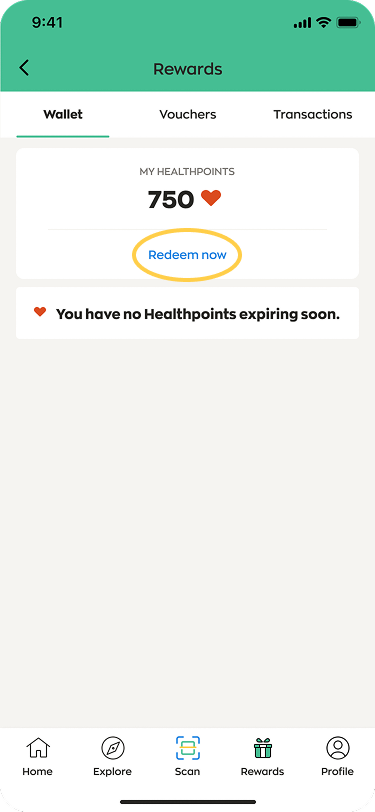 Redeem eVouchers with Healthpoints