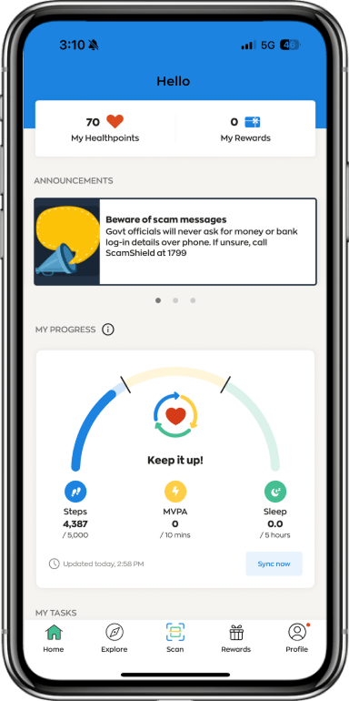 Step 1: Open the Healthy 365 app