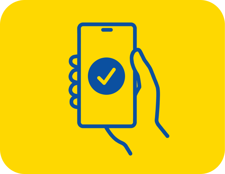 Illustration of a smartphone with a tick symbol. 