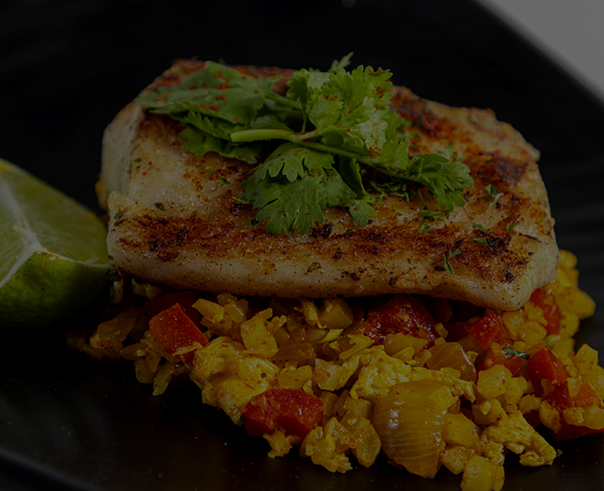 Spiced Cauliflower Rice with Garlic Dory Fish