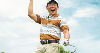 Golfer reaping the benefits of golf.