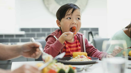 teach your kid how to recognise the signs of hunger and fullness, as well as exercise portion control.