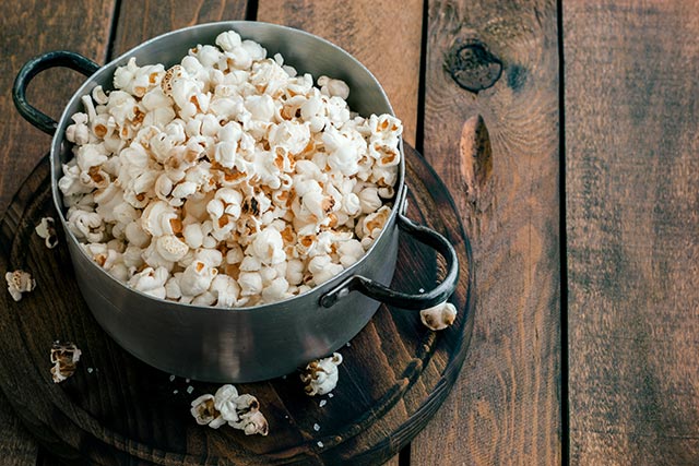 Air-popped popcorn is a healthier alternative to chips.
