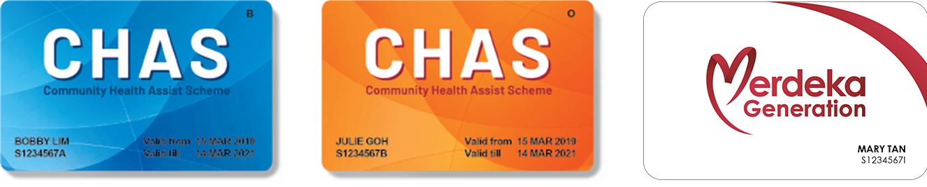 Community Health Assist Scheme (CHAS) Card Blue or Orange and Merdeka Generation Card