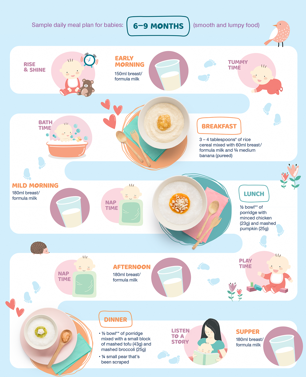 6-9 months sample daily meal plan