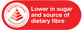 Lower in sugar and source of dietary fibre identifier