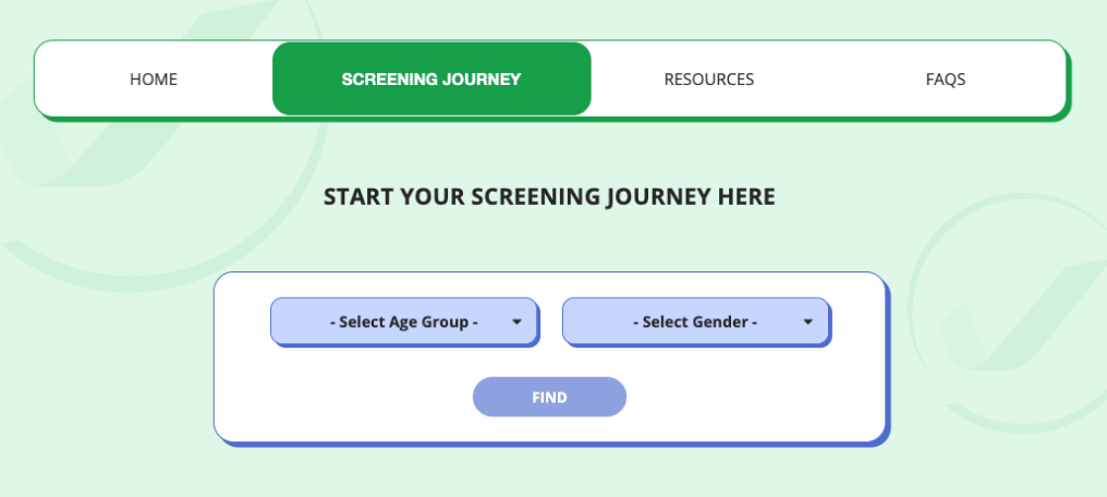 start your health screening journey