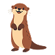 Illustrated otter standing upright with a brown body.