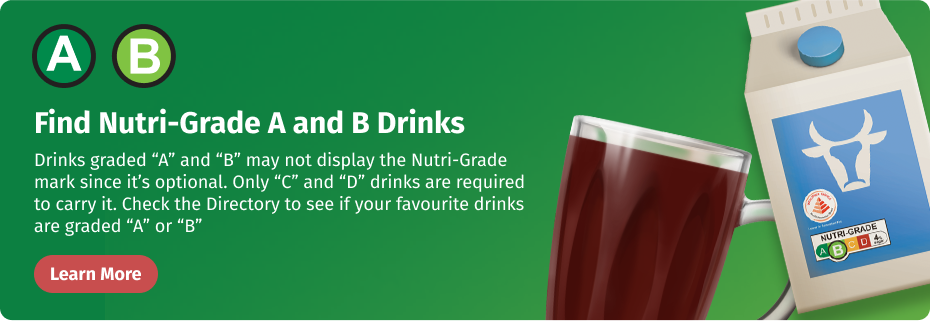 Nutri-Grade A and B drinks may not display the Nutri-Grade mark as it's optional.