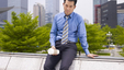 Working man taking a break from work to think about life