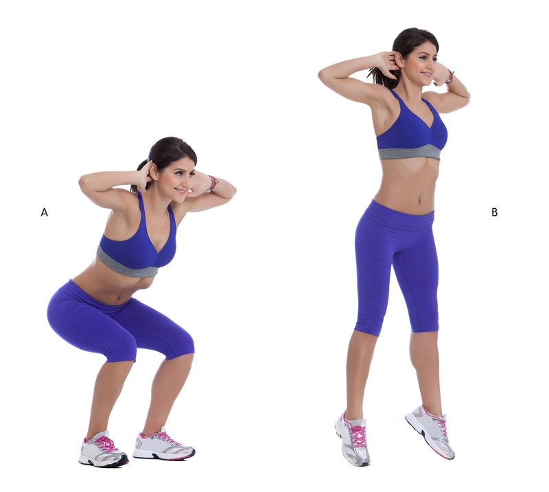 Do squat jumps for one minute