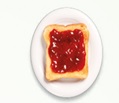 Jam on toasted bread is a simple and nutritious breakfast option.