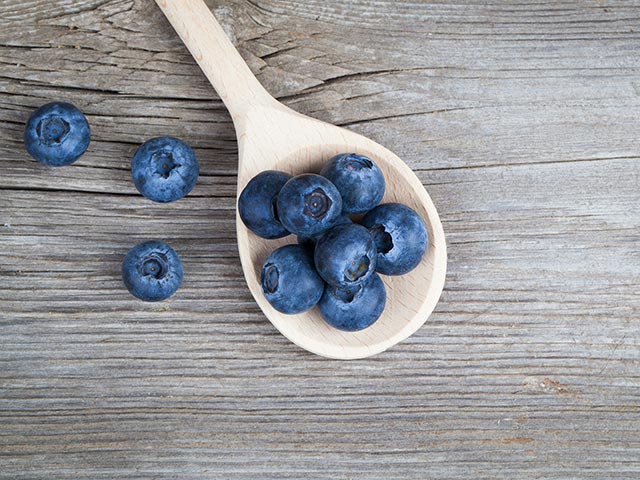 spoon full of blueberries