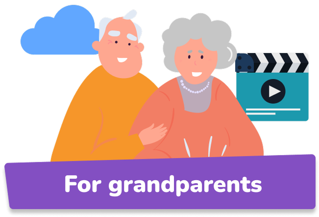 Two caregivers with the text “For grandparents”.