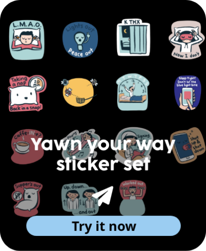 Yawn your way sticker set