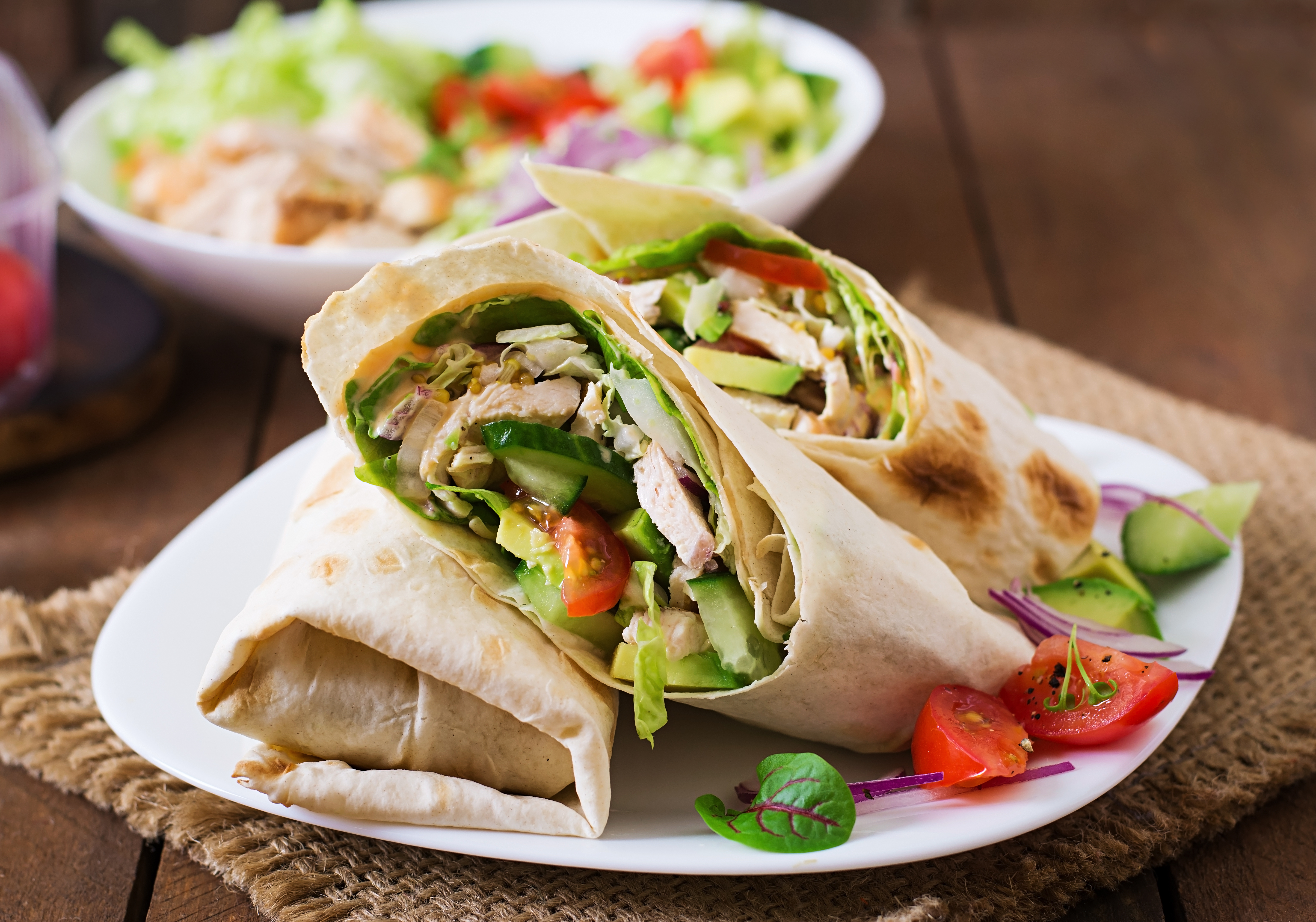 For a healthier meal switch to wholegrain wraps and wholegrain bread