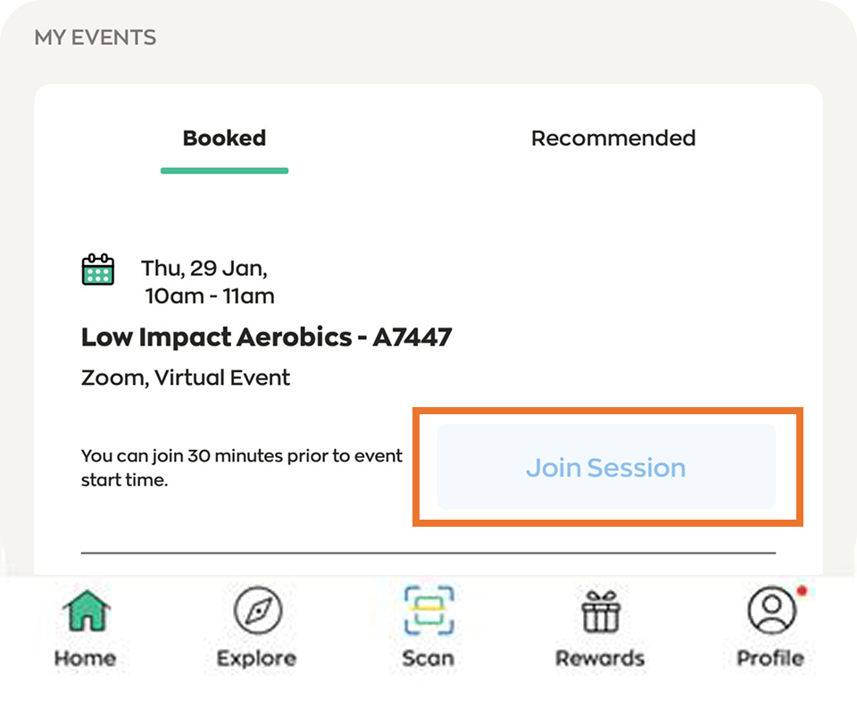 Joining through the Healthy 365 app