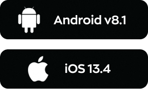 Minimum OS requirements are Android v8.1 and iOS13.4