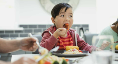 teach your kid how to recognise the signs of hunger and fullness, as well as exercise portion control.