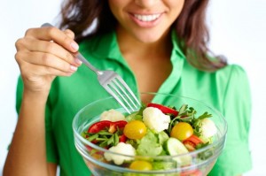 Instead of eating more carbs to feel full, try having a bigger serving of salad with lean proteins instead
